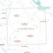 Nh Coos Cambridge Vector Road Map Poster