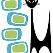 No Background Atomic Cat Blue Green Poster