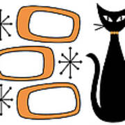 No Background Cat With Oblongs Orange Poster