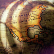 North America Globe Poster