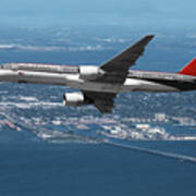 Northwest Airlines Boeing 757 Over Tampa Bay Poster