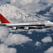 Northwest Orient Airlines Boeing 747 And Mt. Rainier Poster