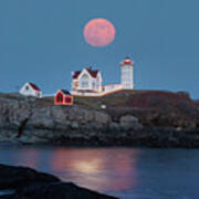 Nubble Lighthouse Lit For The Season Poster