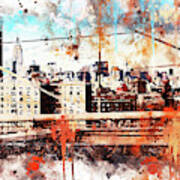 Nyc Watercolor Collection - Manhattan View Poster