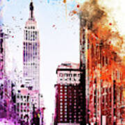 Nyc Watercolor Collection - Pink Empire Poster
