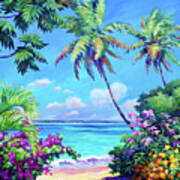 Ocean View With Breadfruit Tree Poster