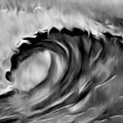 Ocean Wave Abstract - B/w Poster