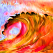 Ocean Wave In Flames Poster