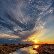 Oh Beautiful For Spacious Skies - Nd Sunset At A Spring Pond With Cloud Face Poster