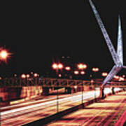 Okc Scissor-tailed Flycatcher Sculpture And Skydance Bridge Over I-40 Poster