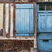 Old Building With Blue Door And Window Poster