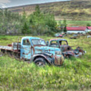 Old Chevys At Ystafell Museum Iceland Poster
