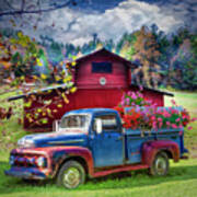 Old Flower Truck At The Farm Poster