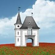 Old Gatehouse In A Red Poppy Field In France Poster