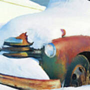 Old Rusty Chevrolet Truck Covered By Snow In Montana #2 Poster
