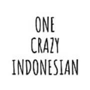 One Crazy Indonesian Funny Indonesia Gift For Unstable Men Mad Women Nationality Quote Him Her Gag Joke Poster