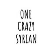 One Crazy Syrian Funny Syria Gift For Unstable Men Mad Women Nationality Quote Him Her Gag Joke Poster