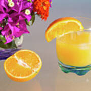 Orange And Tangerine Fruit Juice In The Sunshine Poster