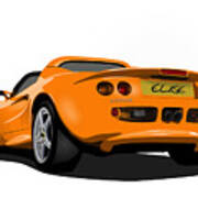 Orange S1 Series One Elise Classic Sports Car Poster