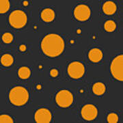 Orange Polka Dot Pattern On Black Poster