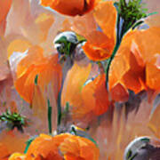 Orange Poppies Poster