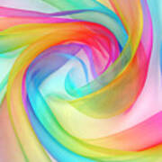Organza Fabric In Rainbow Color Poster