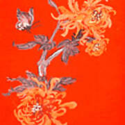 Oriental Flower Series Orange Poster