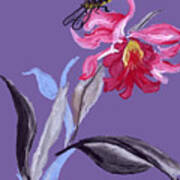 Oriental Flower Series Purple Poster