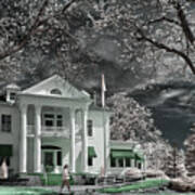 Out For A Stroll -  Cress Funeral Home And A Dog Walker In Springtime And Infrared Spectrum Poster