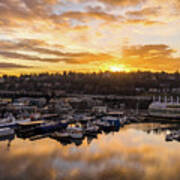Over Seattle Eastlake Sunrise Sunscape Poster
