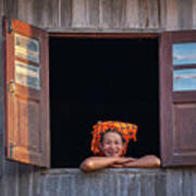 Pa-o Woman At A Window, Myanmar Poster