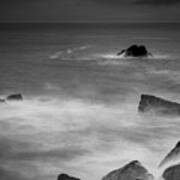 Pacific Ocean Ambience In Black And White Poster