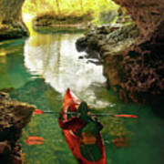 Paddling In Cave Spring Poster