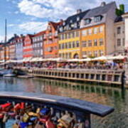 Padlocks And Colorful Buildings Of Nyhavn In Copenhagen, Denmark Poster