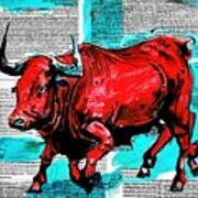 Painting Animal Raging Bull Ii La French School A Poster