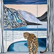 Painting Window Leopard Art Nature Illustration A Poster