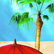 Palm And Umbrella Poster