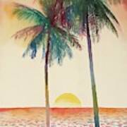 Palm Trees Beach Sunset Poster