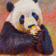 Panda Eating An Apple Poster