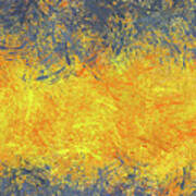 Panoramic Abstract In Yellows And Blues Poster
