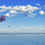 Paragliding Benidorm Spain Cloudy Day Poster