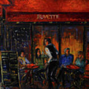 Paris Nightlife Oil Painting Mona Edulesco Poster