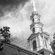 Park Street Church Steeple Boston Massachusetts Black And White Poster