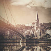 Passerelle St Georges Lyon France Vintage Sepia Poster