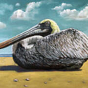 Patient Pelican Oil Painting Poster