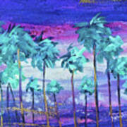 Peaceful Purple Sunset Cluster Of Palms Poster