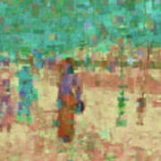 Pedestrians-colorful Glitch Art Abstract Poster