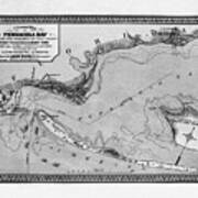 Pensacola Bay Florida Vintage Map 1860 Black And White Poster