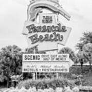Pensacola Beach Sign Black And White Photo Poster
