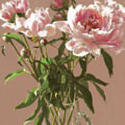 Peonies In A Glass Pitcher Poster